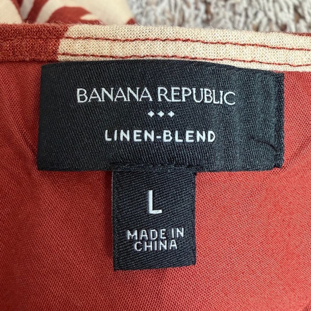 Banana Republic Factory Linen Blend Skirt Orange & Cream Tropical Size Large - Picture 7 of 10